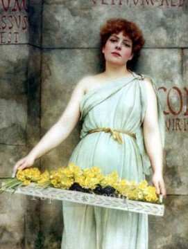 John William Godward Painting - Flower Seller 1896 Neoclassicist lady John William Godward